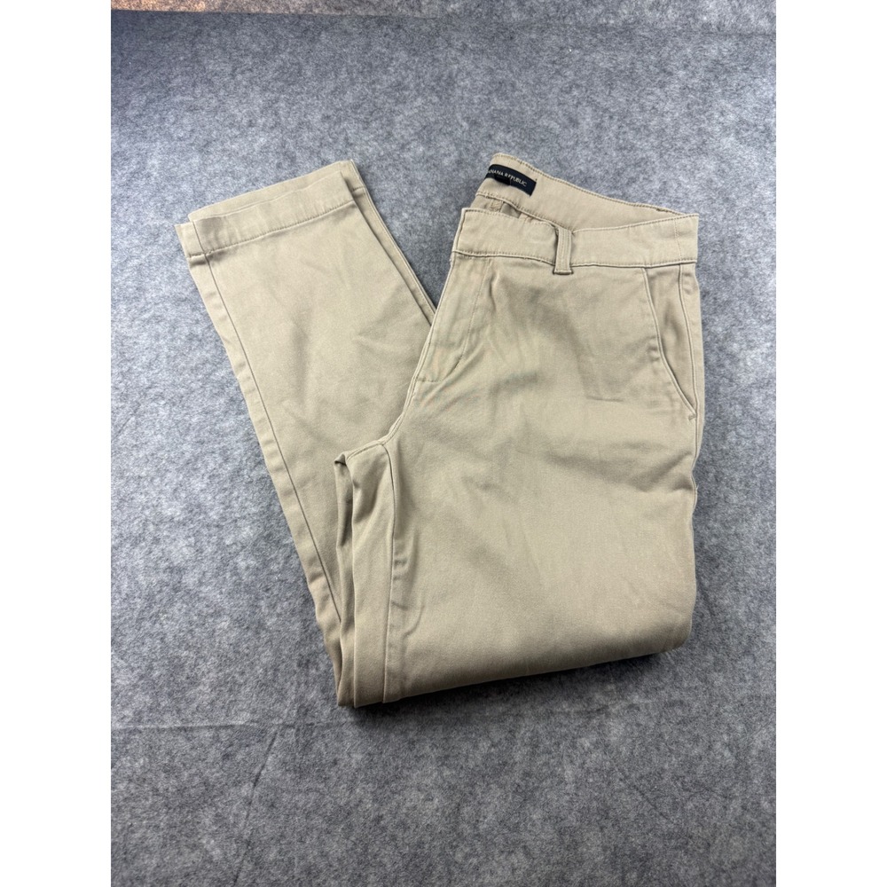 Banana Republic Sloan Khaki Tan Stretch Cotton Blend Trousers Pants Size 8
